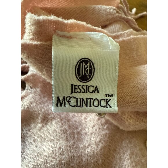 Jessica McClintock Faux Pearl-Embellished Pink Scarf With Fringe - Picture 5 of 11